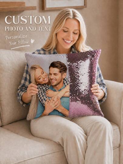 Housse de coussin à paillettes réversibles personnalisée avec photo/texte personnalisé, taie d'oreiller décorative pour le salon, canapé, cadeau de la Saint-Valentin/anniversaire/anniversaire pour elle/maman/épouse/petite amie, lavable, léger, respirant, durable, amusant, mignon, amour, doux, confortable, personnalisé, unique, idéal pour lui, idéal pour elle, idéal pour le petit ami, idéal pour la petite amie, idéal pour le papa, idéal pour la maman, idéal pour les amis, idéal pour la famille, lui, elle, petit ami, petite amie, papa, famille, maman, amis, pour les anniversaires, pour la remise des diplômes, pour le pendaison de crémaillère, pour les mariages, pour les anniversaires, voiture, canapé, salle de thé, salon, housses de coussin personnalisées, rafraîchissement de la maison