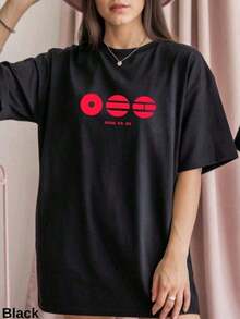 Blouses For Valentine's Day, Bangtan Come Back T-Shirt, World Concert Tour T-Shirt, Suitable For Army, Album T-Shirt, Gift For Fans Of, Army T-Shirt, Bangtan Jung Kook T-Shirt, Women's Round Neck T-Shirt, 100% Cotton, Loose And Comfortable, Summer Tops, White Top. - 黑色 - 查看 5