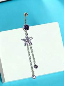 1 pieza Piercing de ombligo con colgante de 14G, joyería de piercing de acero inoxidable con flor de corazón de circonita cúbica, piercing de ombligo con colgante, joyería de piercing de ombligo para mujeres de 14 galgas, hipoalergénico, cadena larga - Piercing en el ombligo - Ver 11