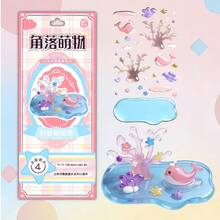 4 PCS Corner Cute Creatures 3D Stereoscopic Crystal Engraving Stickers, Handcrafted Decorative Cards, DIY Desktop Decorations, 3D Stereoscopic Engraving Stickers For Collage Play, Fun Handmade Stickers, Engraved Crystal Decorative 3D Stickers - Multicolor - View 5