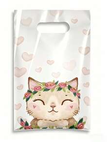 25/50pcs Cat Pattern Canvas Tote Bags, 4 Cute Kitten Designs, Cartoon Cat Gift Bags, Suitable For Spring/Summer Parties, Weddings, Bridal Showers, Birthdays, Baby Showers, Great For Cat Lovers - View 4