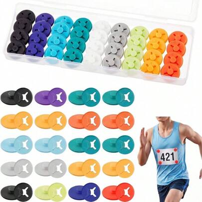 Running Bib Clips Race Number Fixing System Triathlon Race Bib Holder Marathon Number Buckles Fasteners Holders Runners Field Events, Mixed Colors