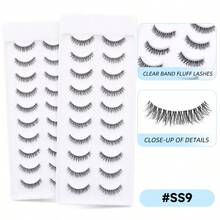 10 Pairs Lightweight, Reusable, Korean Anime Style False Eyelashes - Transparent Stem Fluffy Fiber False Eyelashes - SS9 - View 6