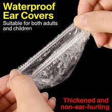 200pcs Disposable Waterproof Ear Covers, High Elastic Self-Contracting Plastic Ear Protectors, Suitable For Bathing, Hair Dyeing, Post-Piercing Care, Ear Infection Protection, Universal For Children And Adults - One-time Use - View 8
