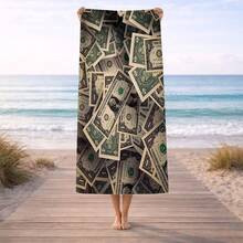 1 Piece  Dollar Bill Pattern Beach Blanket, Beach Mat, Portable Large Towel For Fitness, Swimming, And Travel, Beach Towel For Use At The Seaside, Shawl Wrap - 80*160 cm (31*63 Inches) - View 2