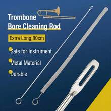 Trombone Cleaning Brush With Absorbent Cloth, Instrument Maintenance Accessory For Brass Instruments - Light Gray Cloth Cover - View 1