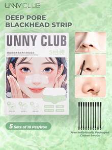 UNNY CLUB Nose Strips, Plant Extract Formula, Gentle & Non-Irritating, Shrink Pores, Balance Oil, Cleanse & Nourish Skin, Suitable For Beginners, 2 Pieces Per Pack, 5 Packs Total, Brand Beauty Cosmetics - Deep Cleaning - View 1