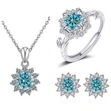 Bộ trang sức bạc 925 gồm: Dây chuyền Moissanite 1ct, Nhẫn hở Moissanite 1ct, Bông tai Moissanite 2ct, trang sức cưới/đính hôn cao cấp, bộ quà tặng đeo hàng ngày kèm hộp quà. - Một bộ 4CT - Xem 10