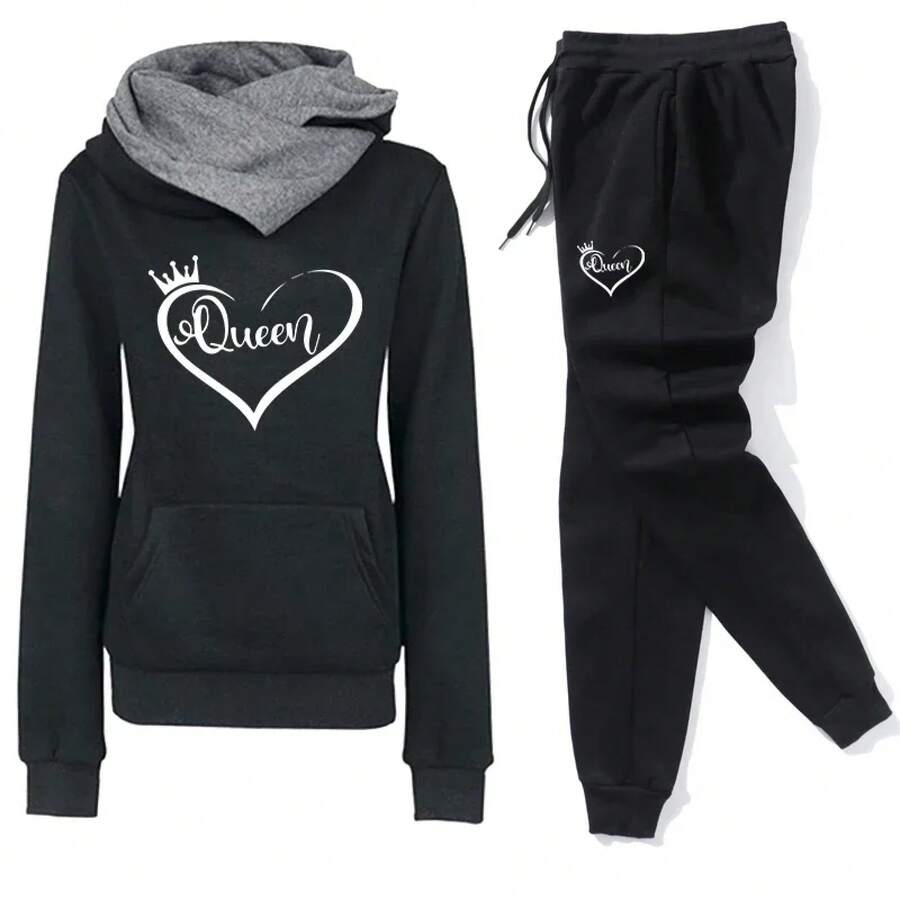 Oferta Especial: Conjunto Deportivo de Moda 2026 para Mujer - Ropa Casual para Exteriores y Uso Diario, Pantalones de Chándal y Sudadera de Manga Larga de Estilo Sencillo - Negro - Ver 1