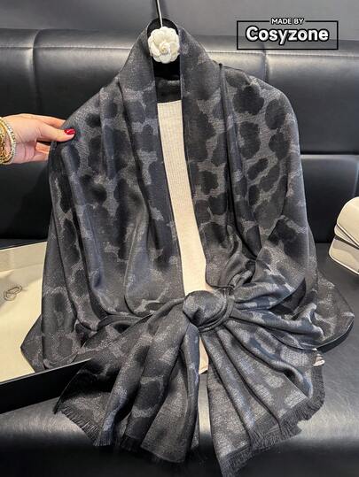 1 pieza Bufanda de mujer minimalista y vintage con estampado de leopardo en gasa, chal ligero y versátil, pañuelo elegante, apto para todas las estaciones