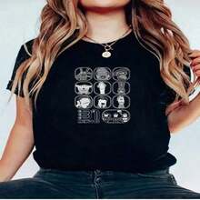 1 T-Shirt 100% Pure Cotton T-Shirt With 31 Minutos Cartoon Character Print, Simple Casual Style, Crew Neck, Short Sleeve, Soft And Comfortable, Urban Fashion For All Seasons - Vintage Street Style Unisex Loose Cotton Short Sleeve Crew Neck T-Shirt - 黑色 - 查看 2