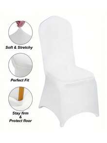 10/30pcs White Elastic Chair Covers For Wedding, Hotel, Banquet, Reusable Spandex Chair Slipcovers For Graduation Ceremony - White - View 4