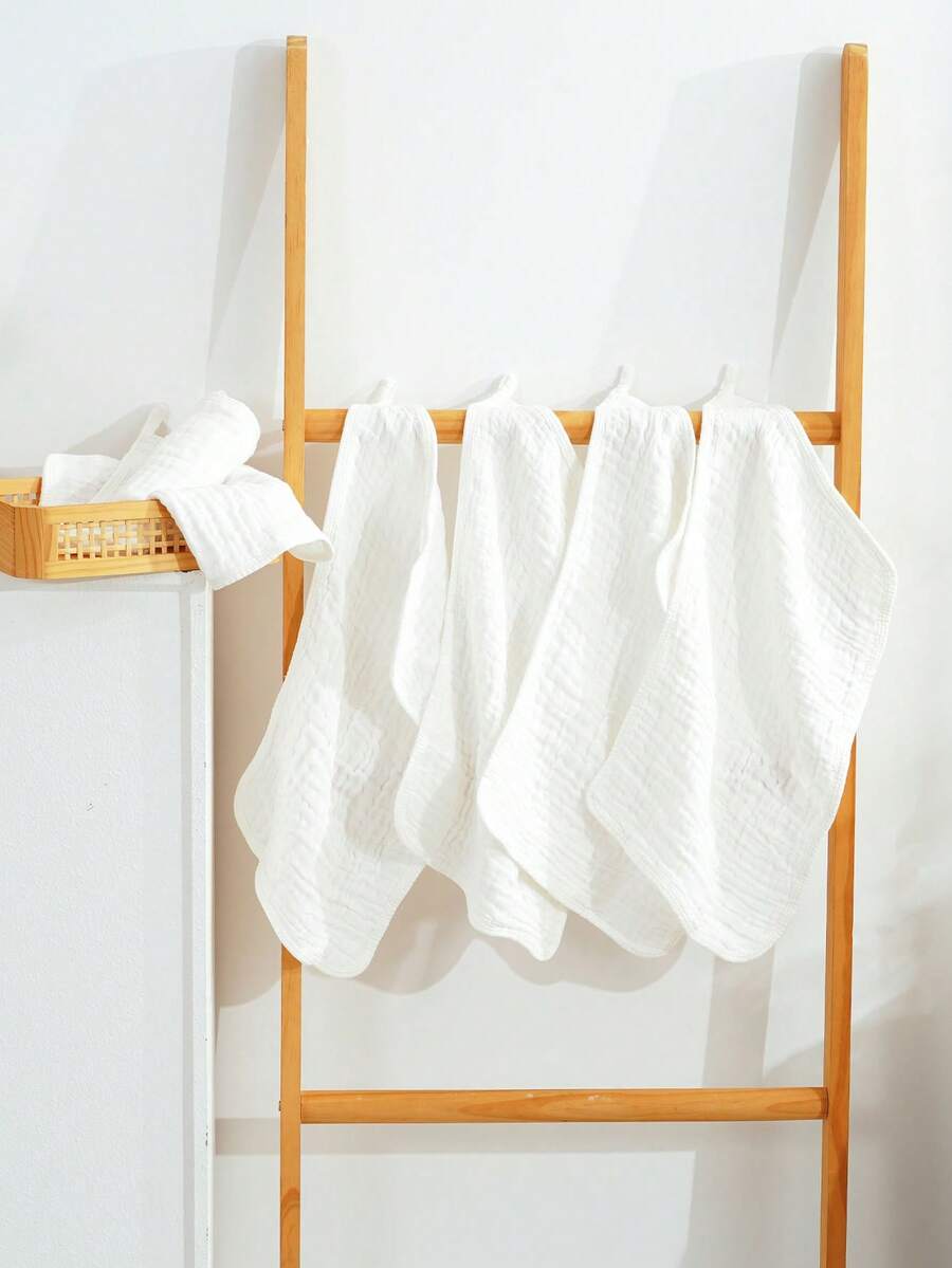 Bộ 6 khăn muslin lau miệng cho bé, kích thước lớn 20''x11'', siêu mềm và thấm hút tốt - Màu trắng/hồng/xanh đậm - Nhiều màu - Xem 1