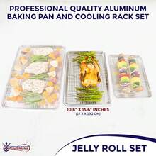 Kitchenatics - Molde para hornear con rejilla de refrigeración: Bandeja de alumio para hornear galletas con soporte de acero oidable fácil de limpiar no tóico y de calidad prémium - Pago - Ver 3