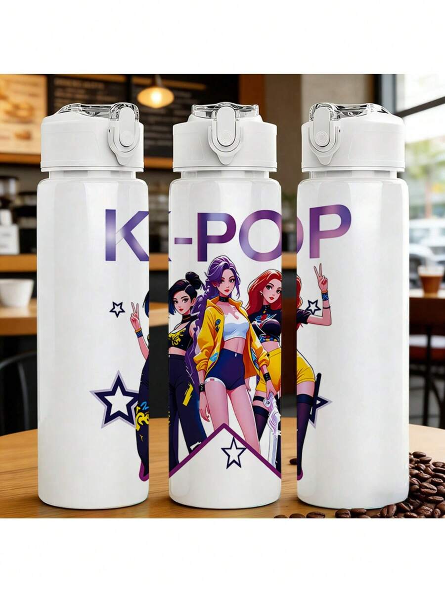 Cốc nước 4 màu 26.2oz, bình nước chủ đề K-POP, cốc du lịch in hình phong cách K-Pop, bình nước thể thao, cốc tập thể dục, bình đựng đồ uống di động tái sử dụng, giá đỡ đồ uống, phụ kiện thể dục - Nhiều màu - Xem 1