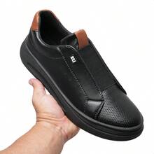 Men's Casual Party Sneakers, Easy To Slip On, Comfortable - Black - View 4