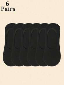 6/10 pares de calcetines invisibles tipo barco de corte bajo, sólidos y negros, unisex. Cómodos, versátiles, delgados y transpirables, adecuados para uso diario - Negro - Ver 9