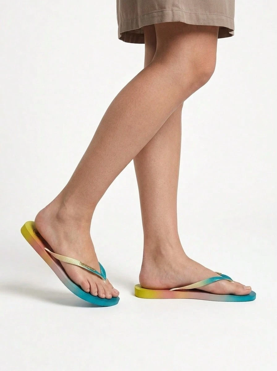 Havaianas 细长人字拖凉鞋,休闲日常穿着 - 白色 - 查看 1