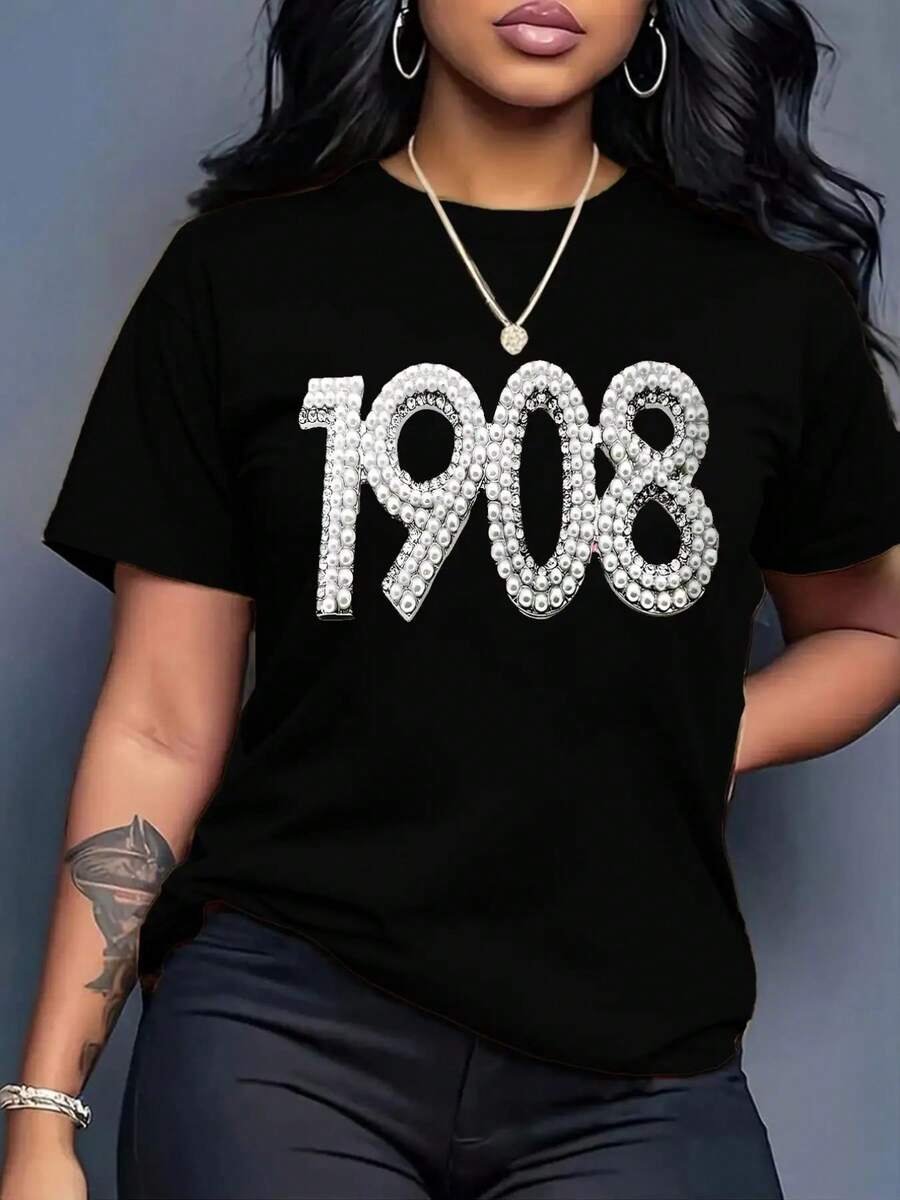 1908 Retro camiseta, perla, moda roja Hermanas Club impresión de arte, verano cómodo ajuste Premium Pure Top, lavable en máquina duradero, tela transpirable cómoda, camiseta casual de las mujeres, camiseta suelta cómoda diaria