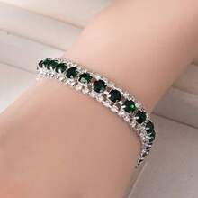 1 chiếc vòng tay đính đá lấp lánh sang trọng, thời trang, thích hợp cho các bữa tiệc. - màu xanh lá - Xem 2