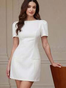 Women Short Dresses - 白色的 - 查看 3