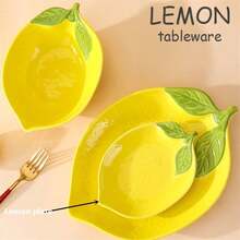 1pc Cartoon Cute Lemon Plate, Creative Ceramic High-End Fruit Plate/Salad Bowl/Dessert Bowl Set, Kitchen Supplies - Multicolor - View 8