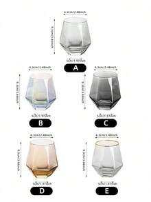 1个300毫升六边形创意透明玻璃水杯，家用 - 透明 - 查看 2