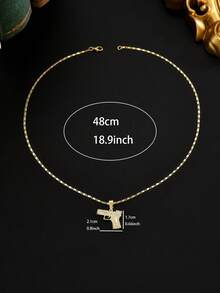 1 pieza collar con dije en forma de pistola con estilo de hip hop para hombres, chapado en oro y con incrustaciones de circonia cúbica, adecuado para uso diario - Amarillo Oro - Ver 3