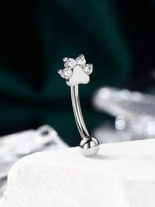 Khuyên tai hình dấu chân dễ thương bằng thép không gỉ 316L dành cho nam và nữ, kích thước 8mm, trọng lượng 16g, trang sức xỏ khuyên tai hình chó con, khuyên lông mày bằng thép không gỉ, có ren bên trong, khuyên lông mày nhỏ nhắn. - dấu chân - Xem 6