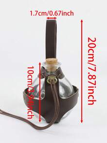 1件中世纪棕色PU皮革腰带，带药水瓶架，巫术药水瓶架，玻璃小瓶架，适用于文艺复兴集市LARP、巫师角色扮演配饰、万圣节服装 - A - 查看 6