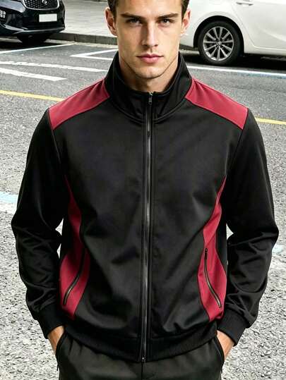 Men's Jacket, Men's Sports Jacket, Men's Jogging Suit, Zipper Jacket, Fitness Suit Jacket, Comfortable Lining, Non Spring And Autumn Summer Jacket, Non Shrinking Jacket, Suitable For Street Wear, Outdoor Leisure, Sports Exercise, Beach Jacket, Letter Printed Pattern For Men