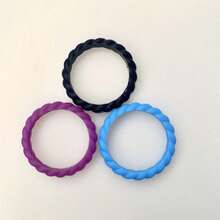 3pcs/set Or 10pcs/set Thin Braided Silicone Rings For Women, Sports & Flexible Design - black+white+light gray - View 29