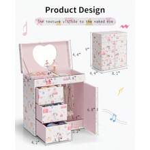 VLANDO - Joyero musical para niñas caja de música grande para niños con bailarina para decoración de recámara de cumpleaños joyería de 4 capas para niñas y niños - Fantasía - Ver 5
