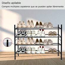 Zapatero retráctilEstante de almacenamiento de hierro metálico Almacenamiento de zapatos Apilable Montaje sencillo Ahorro de espacio Extensible Ajustable Puerta de entrada - 2 Niveles - Ver 6
