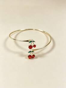 1 pieza Brazalete de joyería con diseño de cereza incrustado con rhinestones - Multicolor - Ver 3