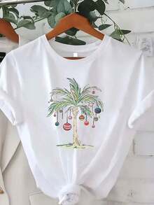 1 Piece Short-Sleeved T-Shirt With Round Neck And "Save The Drama For Your Mama" Print, 180g, 100% Cotton - 白色 3 - 查看 8
