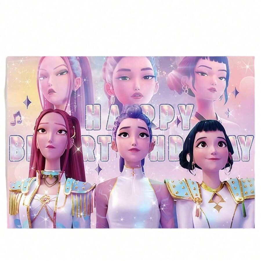 1件 K-Pop 魔女狩獵團 & 惡魔狩獵小隊主題派對用品與生日背景裝飾布 [盲盒背景布] 適合粉絲聚會、生日派對與節慶。款式與套裝隨機發貨。 - 彩色 - 查看 1