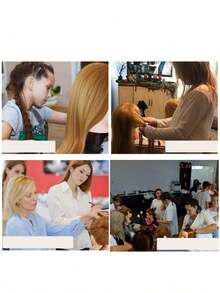 Mô hình đầu người để thực hành làm tóc, tóc dài thẳng màu nâu, có thể uốn, nhuộm, tết và tạo kiểu. Mô hình đầu người có giá đỡ. - Xem 6