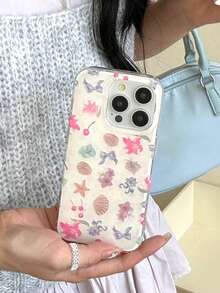 1 Pc, Ins Korean Small And Pure And Freshflowers Shell Mobile Phone Protection Shelliphone17 / Iphone17promax/Iphone16Promax/Iphone15pro/Iphone14 Iphone13/12/11fit As A Family/Friend/Sister/Girlfriend's Valentine'sday Gift/Birthday Gift/Mother's Day Gift. - Pink - View 7