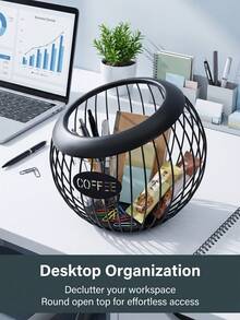 1pc Multi-Color Metal Coffee Capsule Storage Basket & Coffee Station Holder, Large Capacity - Multicolor - View 3
