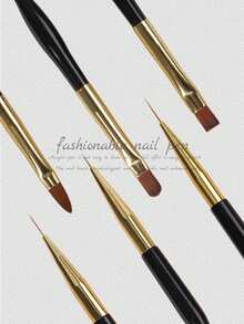 3 Piezas Juego de 1 Pincel Doble para Diseño y Dibujo de Arte de Uñas - Kit de Herramientas de Decoración y Detalle de Uñas, Accesorios de Dibujo DIY, Suministros de Arte de Uñas, Bolígrafos para Diseño de Uñas de Gel, Aplicadores de Gel Moldeador, Bolígrafos de Punta Fina para Arte de Uñas Casero DIY - Multicolor - Ver 2