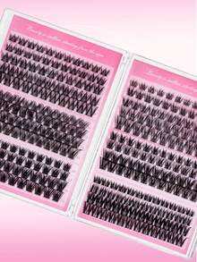 298件套DIY假睫毛套装，包含单根假睫毛、睫毛胶水和涂抹器，适合初学者的全套睫毛嫁接套装 - 黑色 - 查看 3