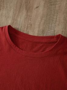 Camiseta gráfica de mujer de manga corta con cuello redondo, de moda con estampado de corazón, para uso diario casual - Rojo y blanco - Ver 4
