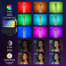 LED 相機燈 360° 全彩便攜式攝影照明燈，RGB 相機頂燈附 3 個冷靴底座，120 顆 LED 燈珠，可充電 LED 單反照明燈，適用於 Vlog、攝影、視訊會議 - RGB Light - 查看 3