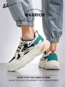WARRIOR 勇士舒适街头风厚底男鞋，春夏舒适跑步鞋，简约休闲时尚运动鞋，四季皆宜，耐磨耐穿，适合全天穿着的训练鞋。 - 米/黑/淺卡其 - 查看 9