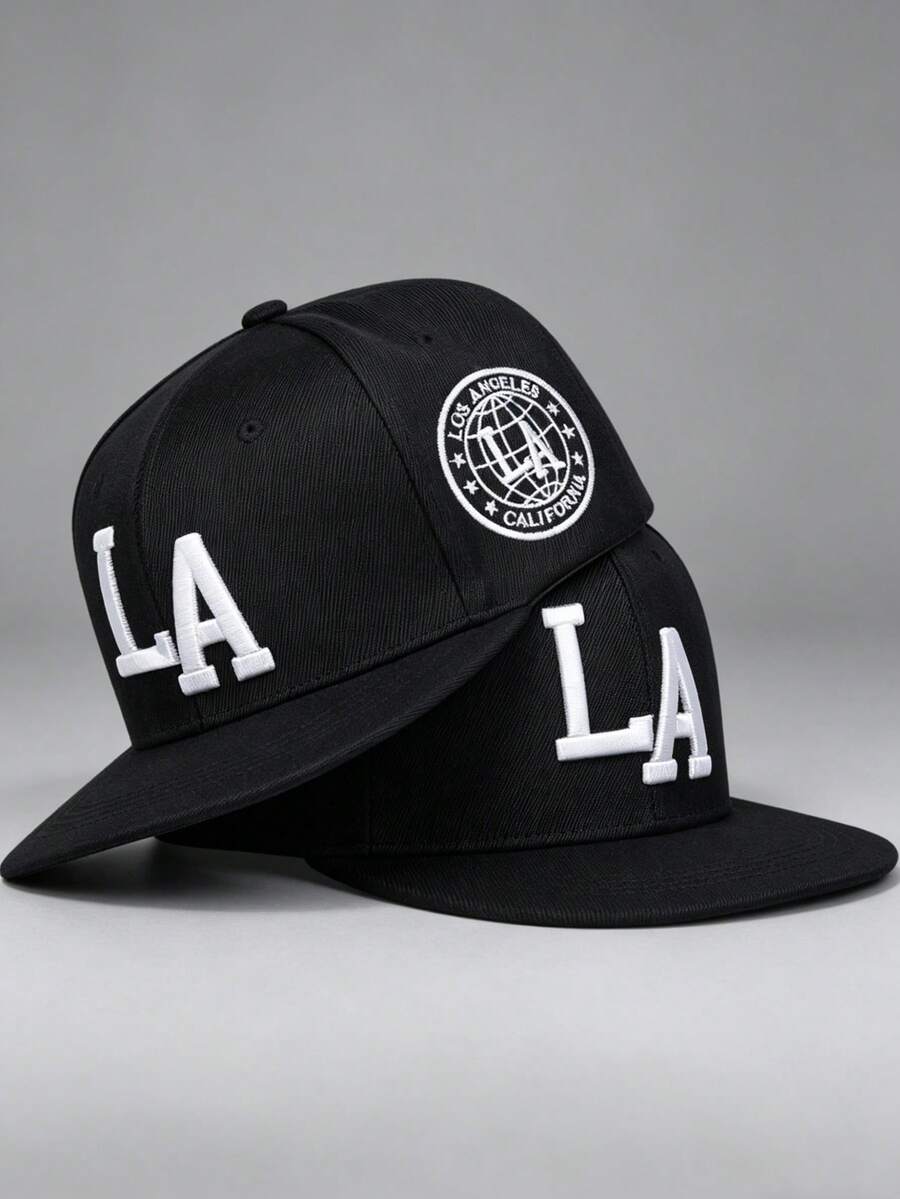 1 st unisex gotisk LA broderad hiphop-basebollkeps, justerbar solhatt, perfekt för utomhusaktiviteter, resor och löpning