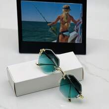 Fashionable Rimless Edged High-End Glasses, Personalized Metal Frame, Suitable For Daily Wear, Travel, Driving, Street Photography, Parties, Vintage, Casual, All Seasons - Multicolor - View 5