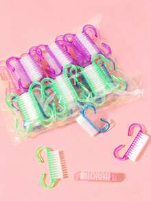 2/5/10/20/50/100pcs Transparent Acrylic Soft Bristle Nail Brushes, Odorless Nail Care Tool Set, Ergonomic Handle, Suitable For Home And Salon Use, Transparent Design, Soft Bristle Nail Brushes - Black - View 7