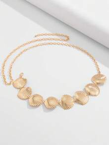 1 pièce Chaîne de taille métallique géométrique minimaliste en forme de coquillage sexy pour les vacances d'été. Chaîne de corps élégante et polyvalente, convient pour les vacances, les fêtes, les banquets, les sorties, les voyages, cadeau pour la famille - Doré - Voir 6