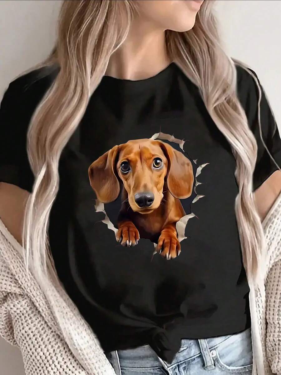 Camiseta ligera y duradera con estampado Dachshund, ideal para excursiones informales en casa, cafés o al aire libre, perfecta para los entusiastas del perro